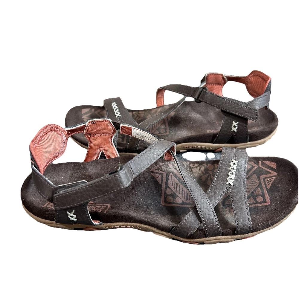 Merrell Sandspur Rose Outdoor  Leather Sandal Cocoa Coral Women's Size 8